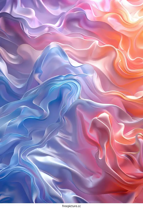 Colorful abstract painting with smooth wavy folds