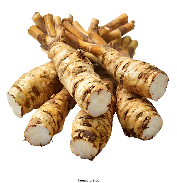 [Transparent Background PNG]Fresh burdock roots on a white background
