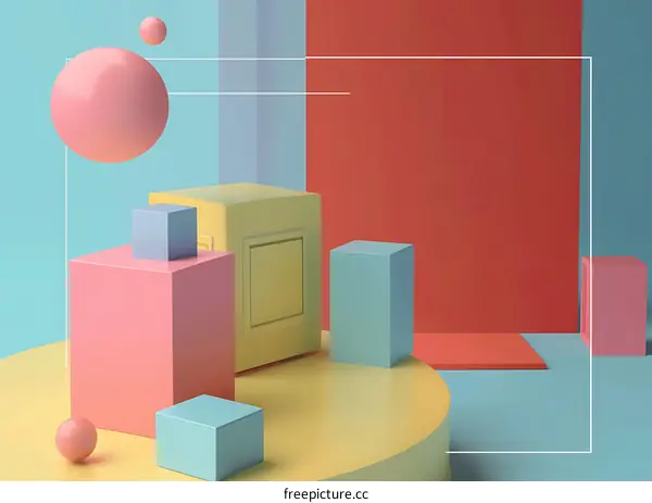 Abstract Pastel Color 3D Shapes Background
