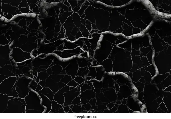 Black and white tree roots background