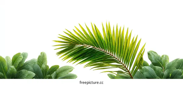 Tropical Green Leaves Isolated on White Background