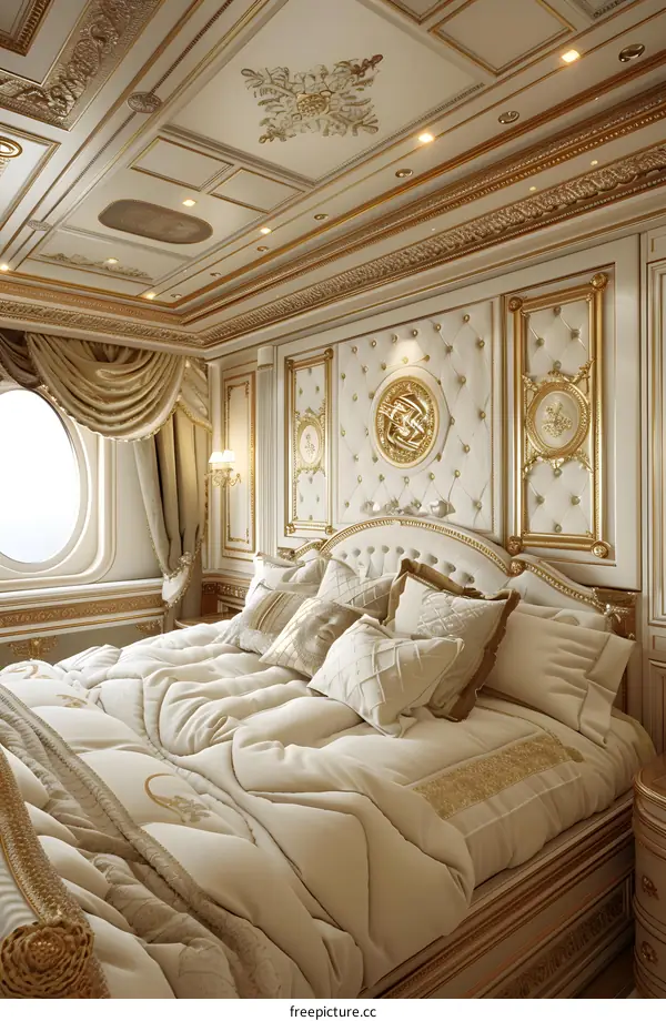 Luxurious Bedroom Interior Design with Gold Accents