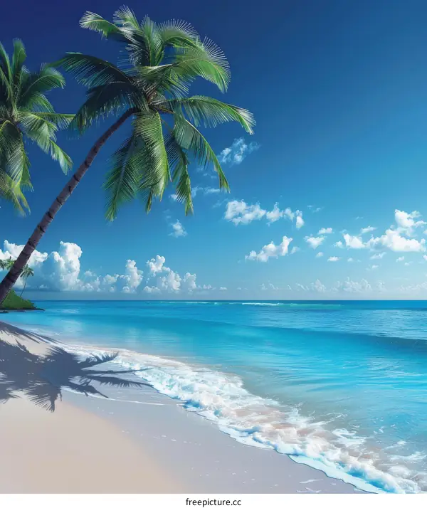 Palm Trees and Turquoise Waters on a Serene Caribbean Beach