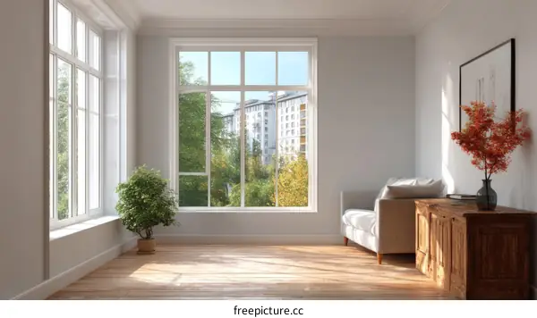 Empty Modern Living Room with Large Windows