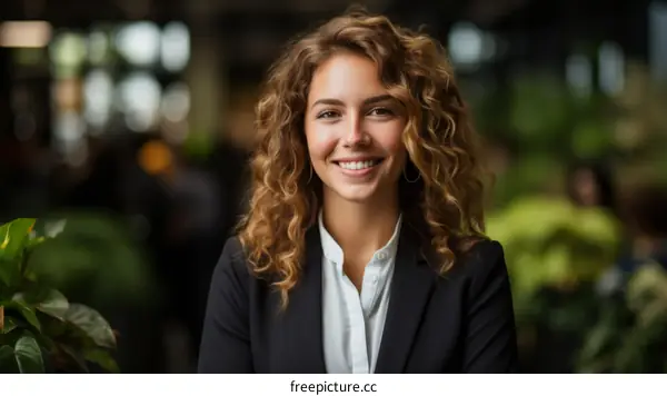 Portrait of a young businesswoman smiling in an office