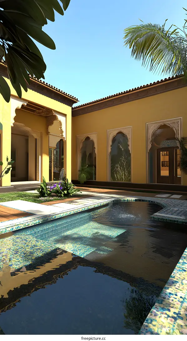 Luxury Villa with Swimming Pool and Palm Trees