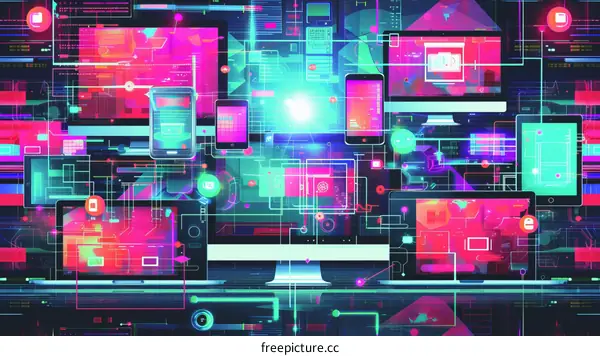 A digital illustration of a computer network