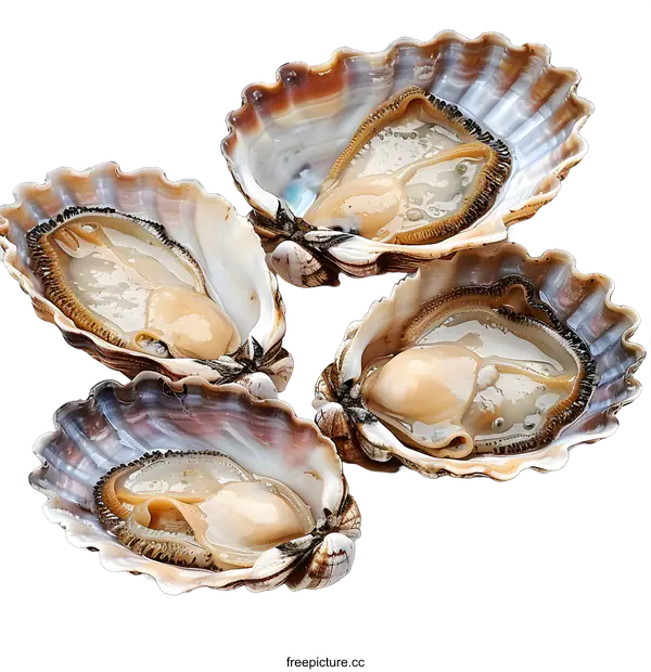 [Transparent Background PNG]Fresh Scallops on White Background
