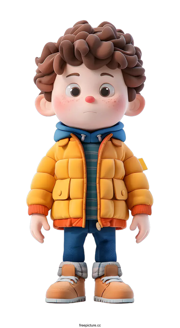 [Transparent Background PNG]3D rendering of a cute cartoon boy