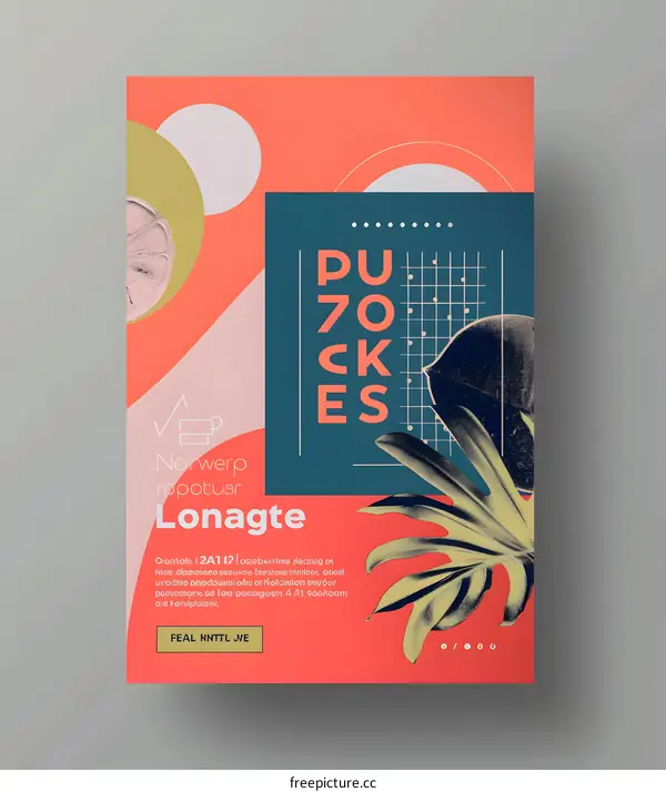 Abstract Geometric Shapes with Tropical Leaves and Text