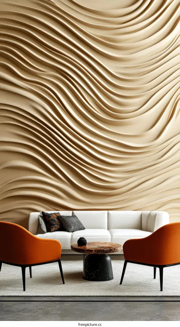 Modern Living Room Interior Design with Textured Wall