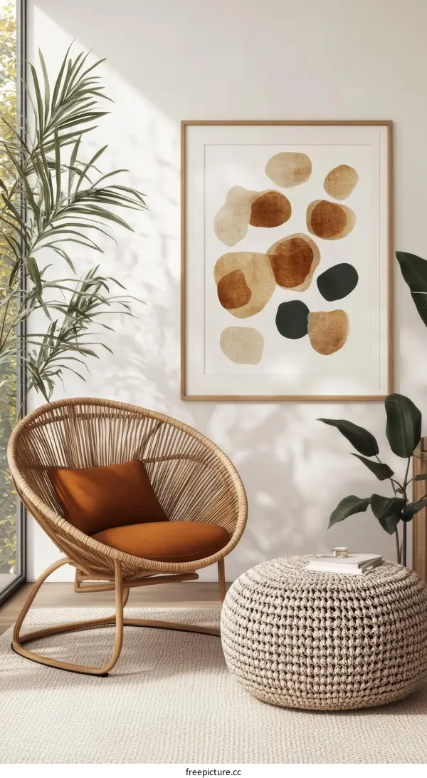 Modern Abstract Art Piece in a Cozy Living Room