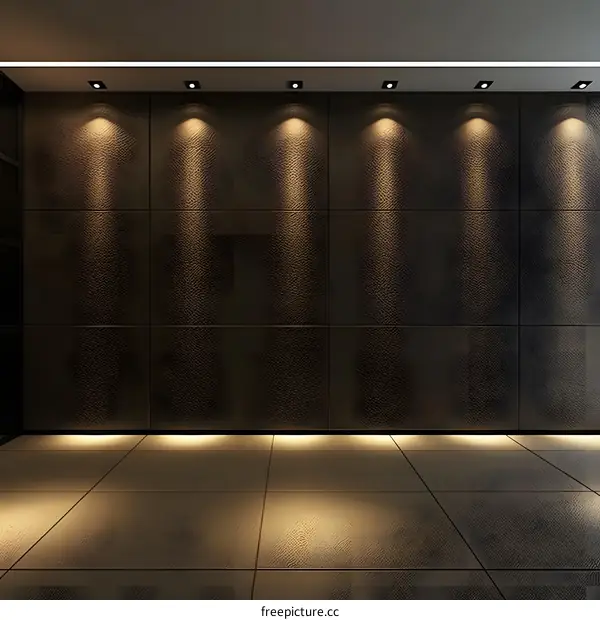 Modern Interior Design with Spotlights and Brown Wall