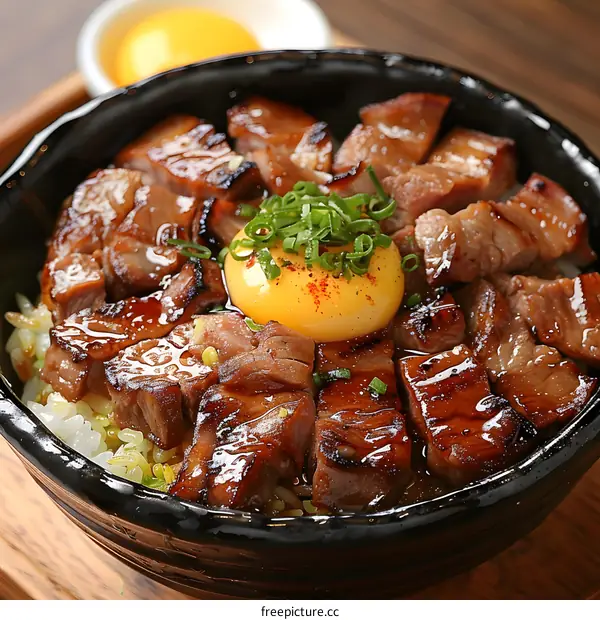 Japanese Beef and Rice Bowl with Egg