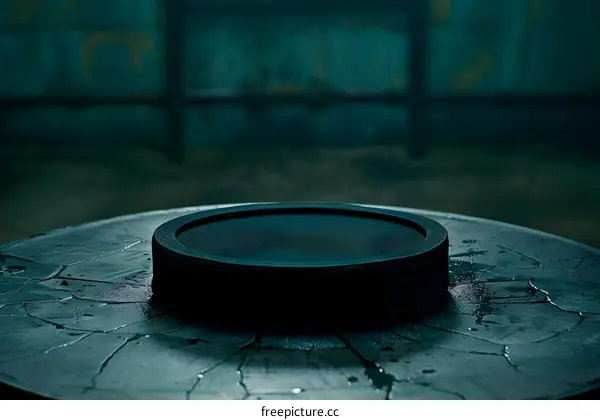 Dark Green Platform With Cracks On The Surface