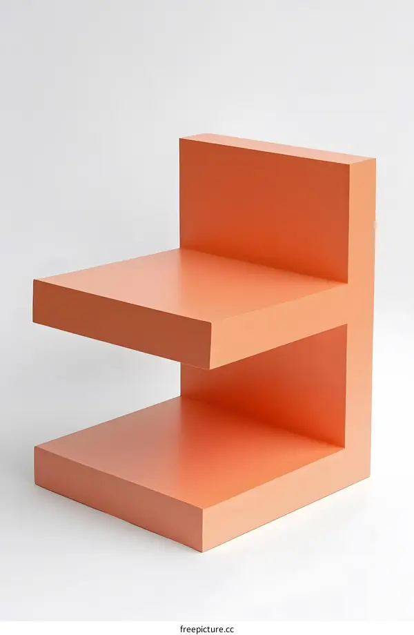 Modern Shelf With Orange Finish