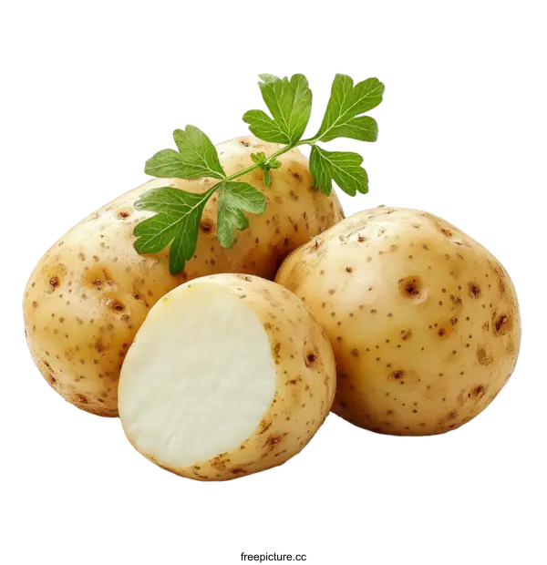 [Transparent Background PNG]Fresh Potatoes with Parsley