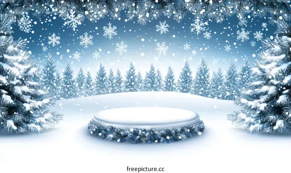 Winter Snowy Forest Christmas Scene Illustration