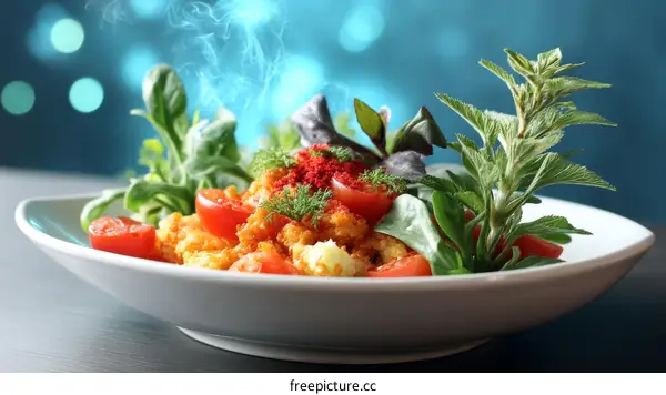 Delicious Food Arrangement with Fresh Herbs