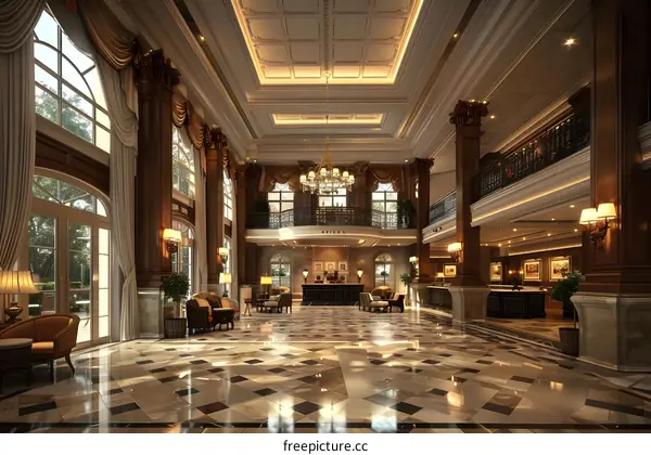 Grand hotel lobby