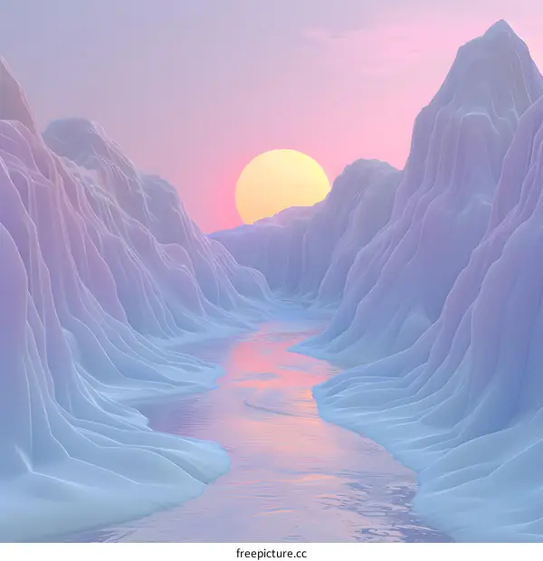 Dreamy Canyon Landscape with Sunset