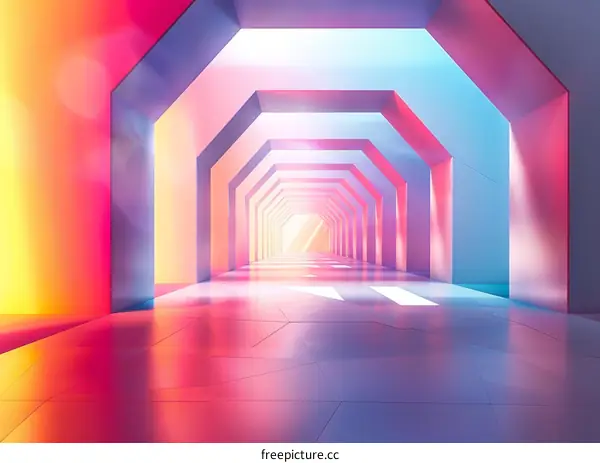 Cyberpunk Sci-Fi Corridor with Neon Lights and Ultraviolet Glow