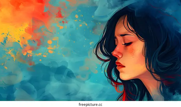 portrait of a young woman with freckles and black hair