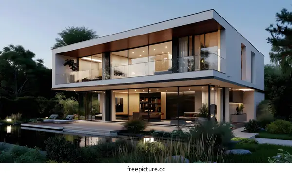 Modern House Design With Swimming Pool And Landscaping