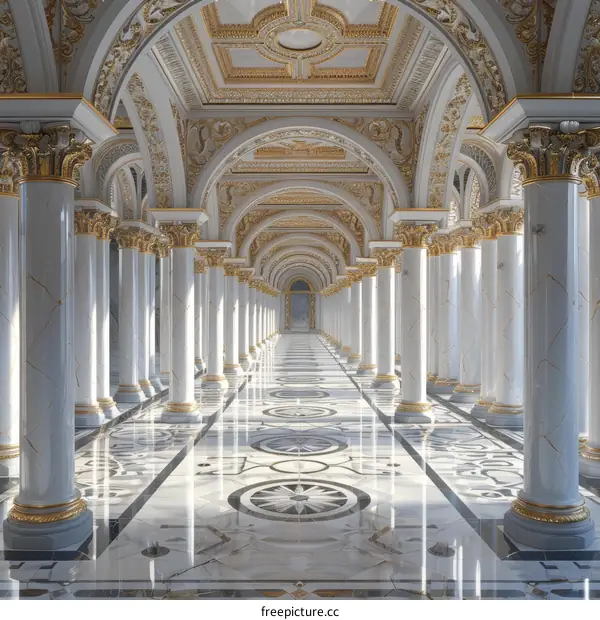 Majestic Royal Colonnaded Hallway