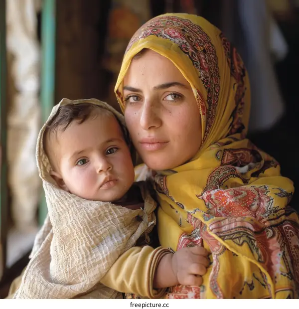 A Mother and Child Embrace