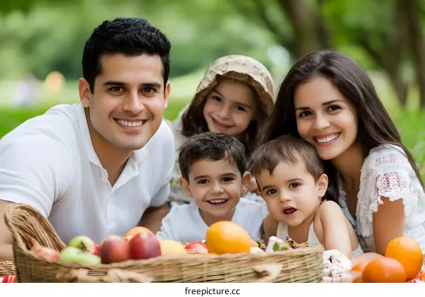 Happy Family Enjoying Picnic in the Park