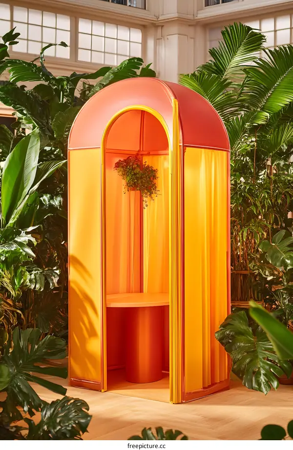 Orange and Yellow Modern Pod in a Tropical Garden