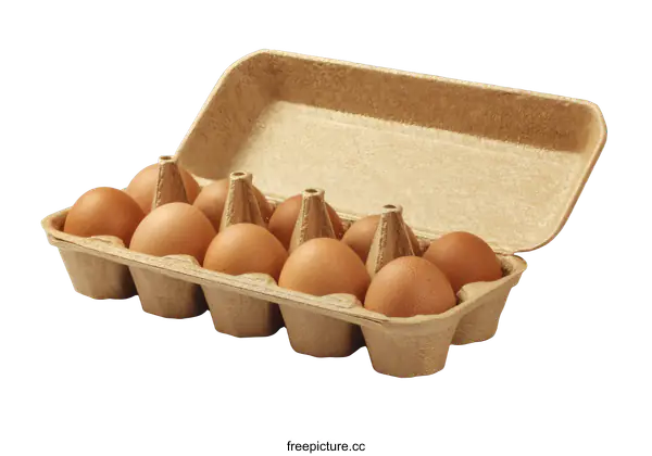 [Transparent Background PNG]Brown Eggs in Cardboard Carton
