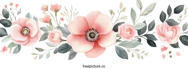 [Transparent Background PNG]Beautiful Watercolor Floral Border Design