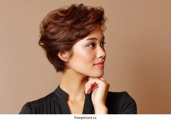 Close-up Portrait of a Woman with Stylish Short Hair