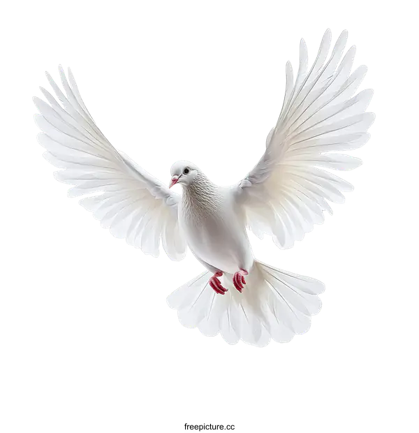 [Transparent Background PNG]White Dove in Flight against White Background