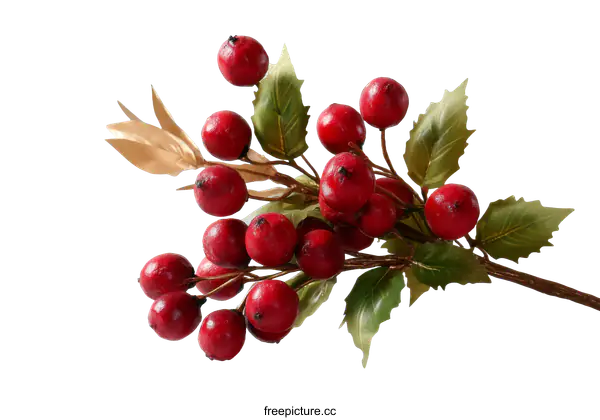 [Transparent Background PNG]Christmas Decorative Berries and Leaves Arrangement