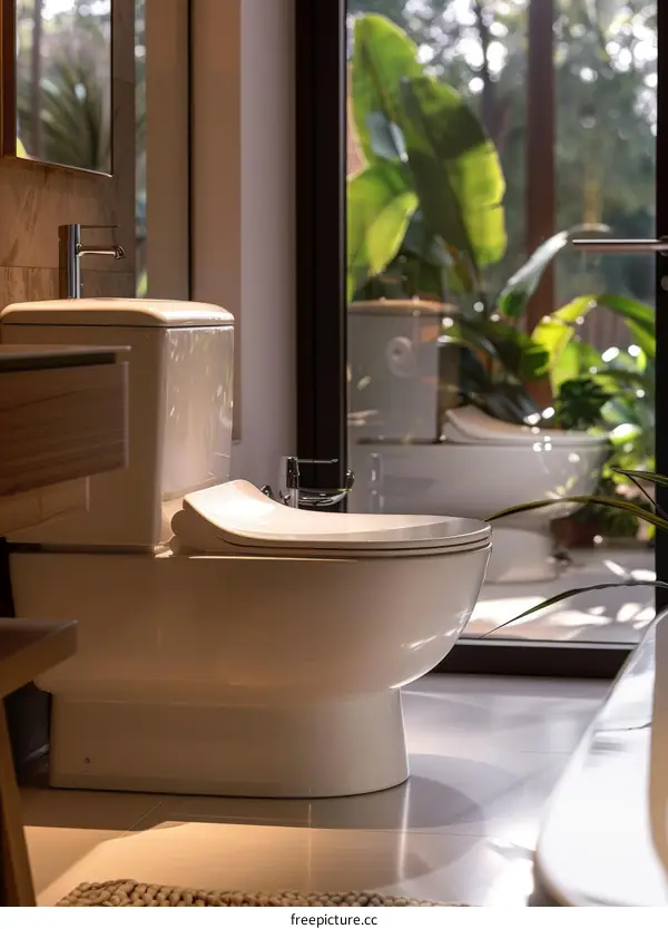 Modern Stylish Bathroom Toilet with Natural Light