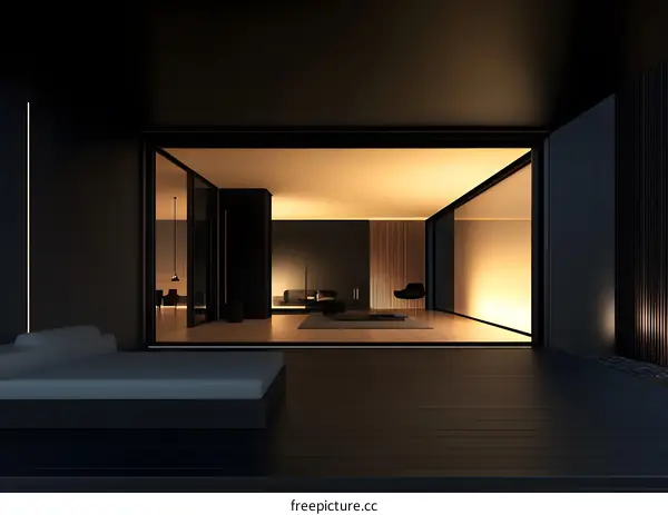 Modern Minimalist Home Interior Design With Black Walls And Wooden Floors