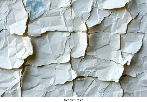 Close-up of a crumpled white paper texture