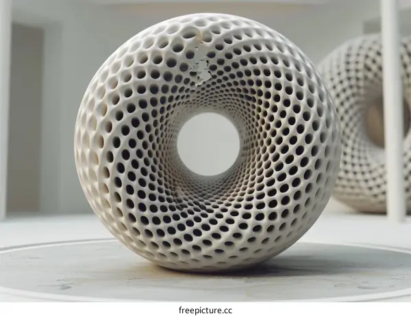 Spherical abstract 3D geometric shape with a hole