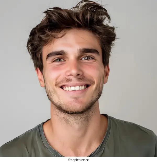 Portrait of a Smiling Man with Brown Hair