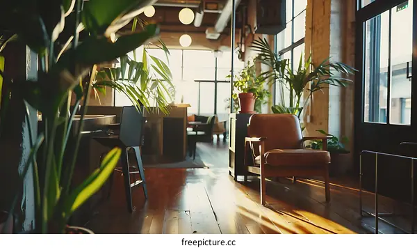 Modern Interior Design with Wooden Floor and Leather Chair