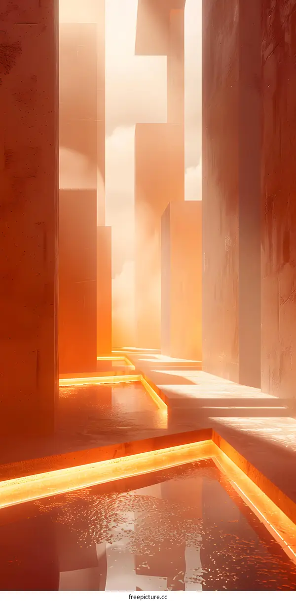 Glowing Concrete Cityscape