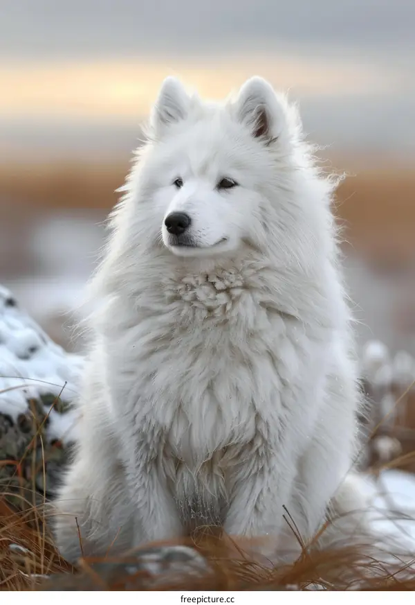 Fluffy White Thick Fur Samoyed