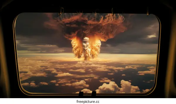 Nuclear explosion seen from airplane window