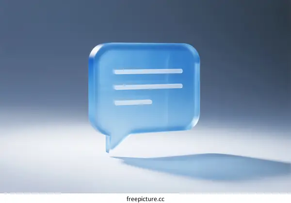 Blue Transparent Speech Bubble Icon with Three Lines