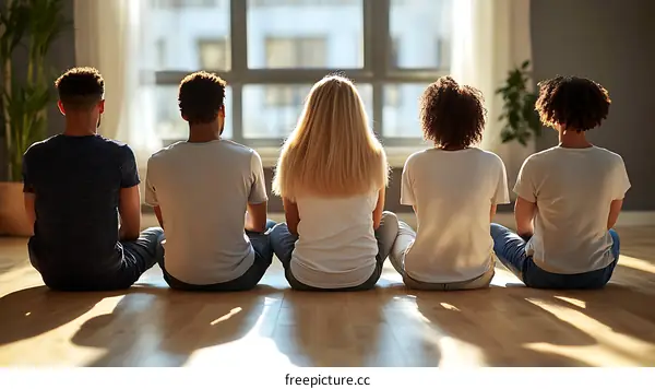 Four Diverse People Sitting Together