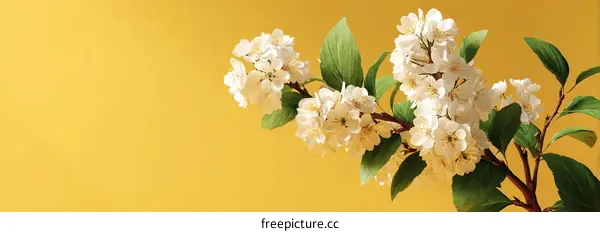 Delicate Spring Blossom Against a Warm Yellow Background