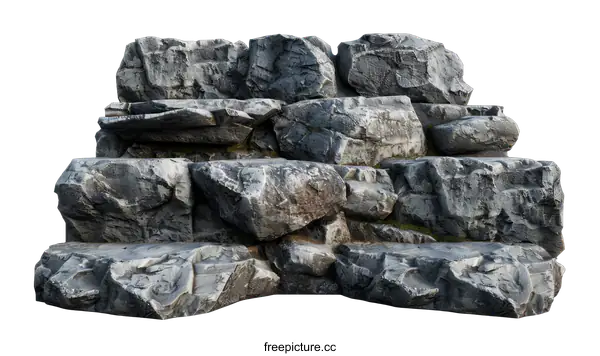 [Transparent Background PNG]Gray rocks isolated on black background